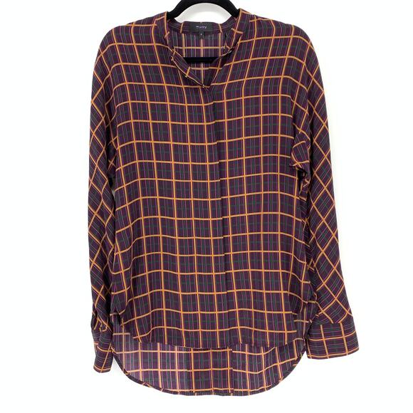 Theory Women's Sz P US XS Multicolor Button Up Shirt Stripes Collared Silk - Picture 1 of 7
